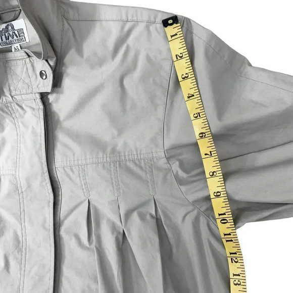 Time Collection Lightweight Pleated Long Trench Coat Women Size 8 Tan Oversized - Picture 12 of 16